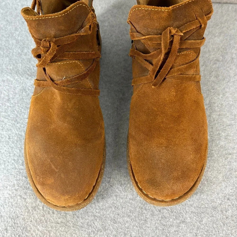 Born Tarkiln Toasted Almond Brown Leather Ankle Boots Booties Womens Size US 9